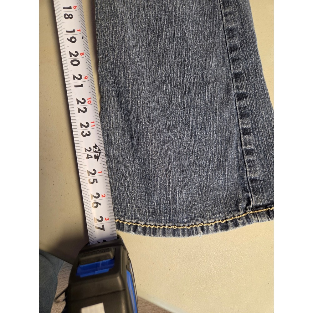 Angels Jeans Womens Size 5 Short Blue Bootcut Low Rise Y2K Contrast Stitch Denim - Picture 9 of 9